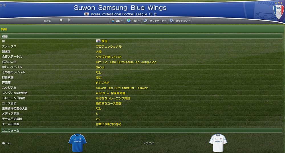 Suwon Samsung Blue Wings クラブ情報
