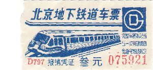 北京地下鉄のチケット